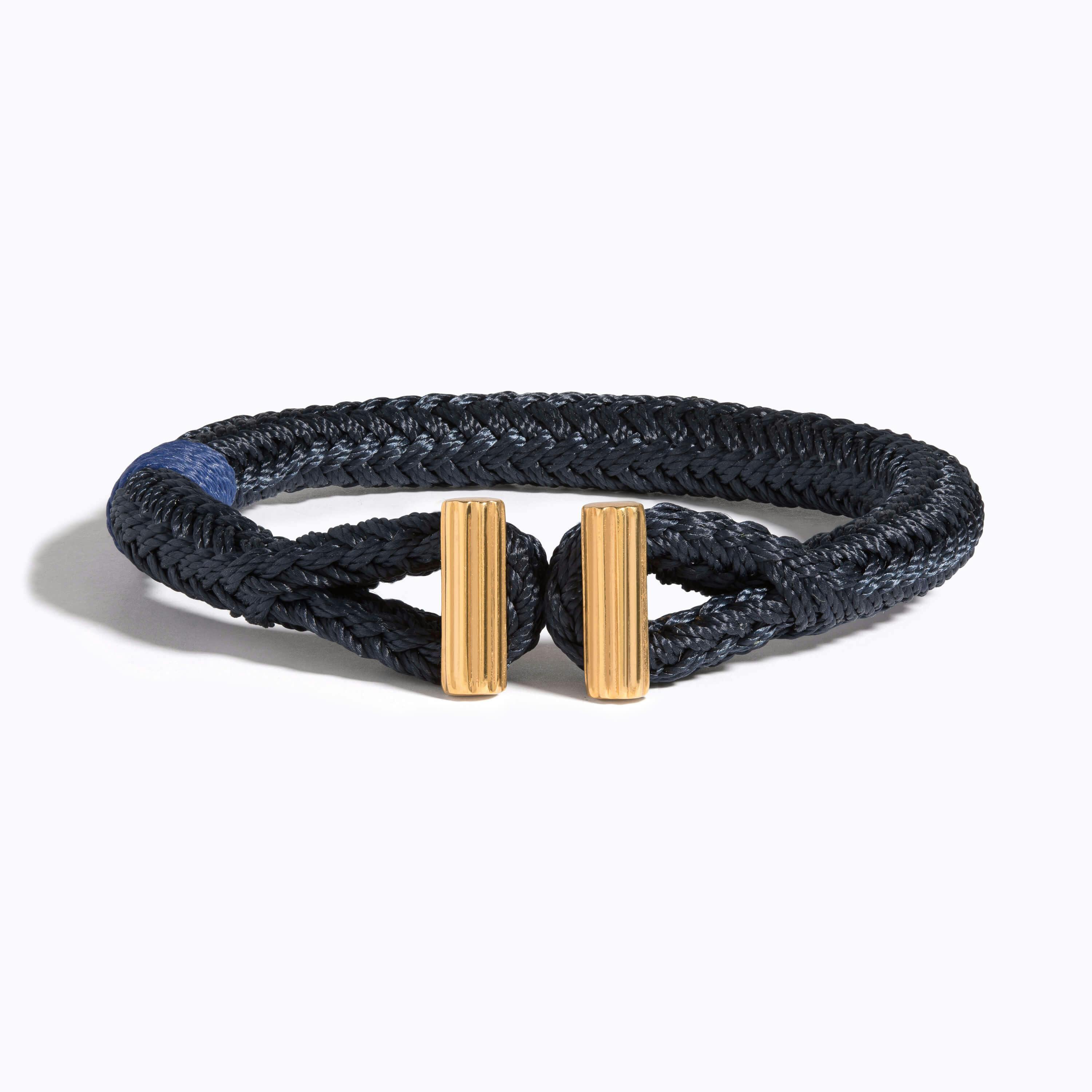 Fluted Woven Bracelet on navy nylon rope