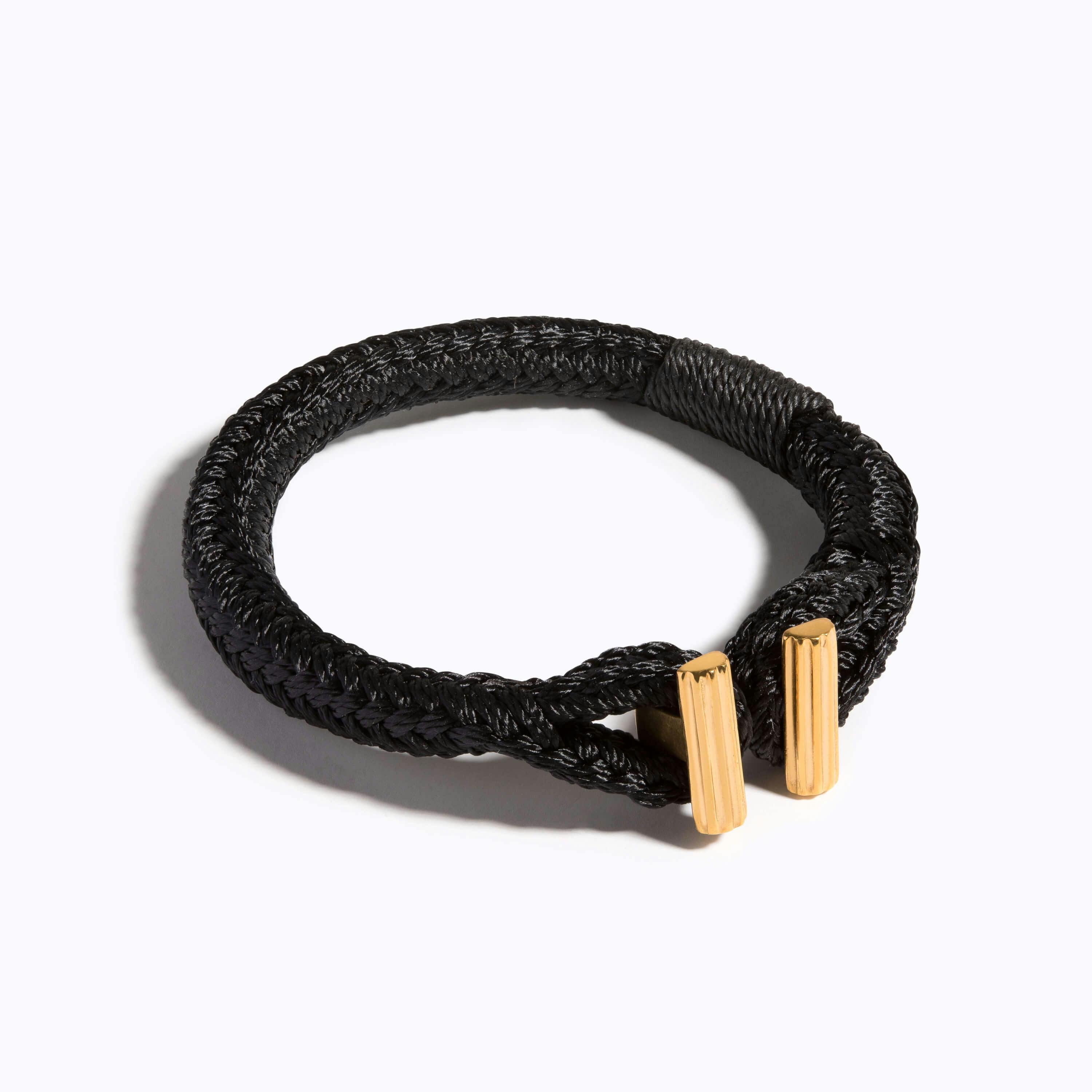 Fluted Woven Bracelet on black nylon rope